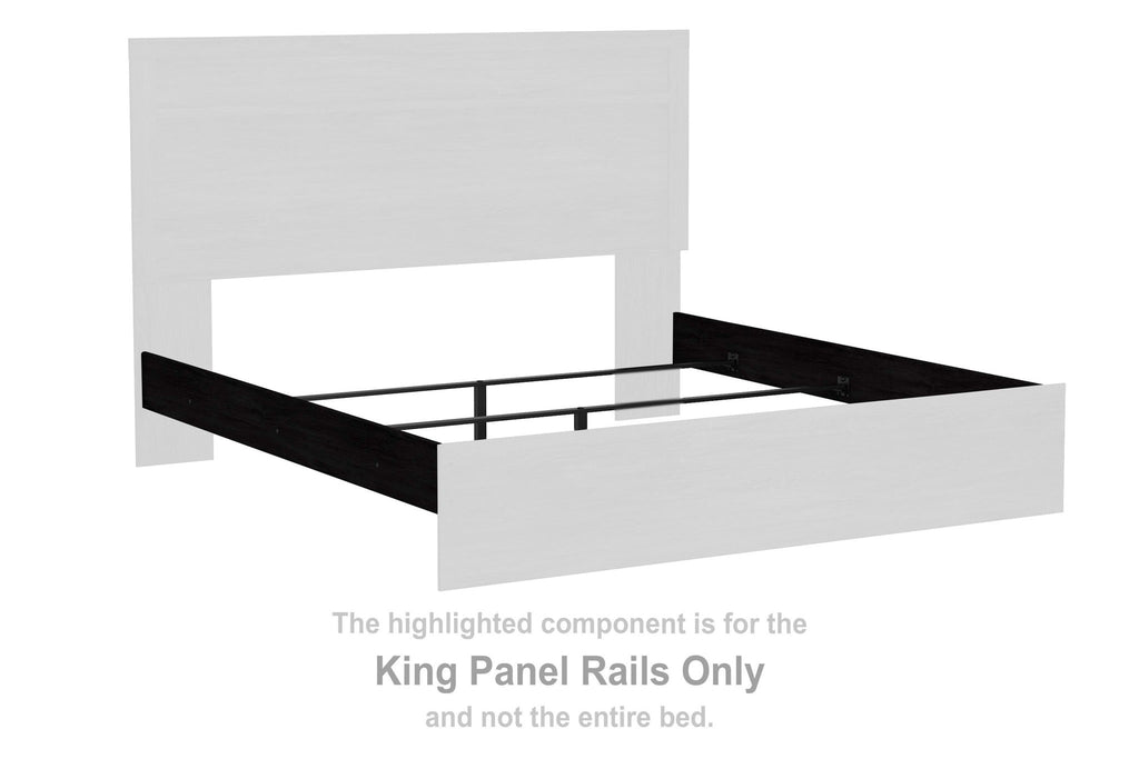 Charcoal king panel rails with black side rails and central metal support