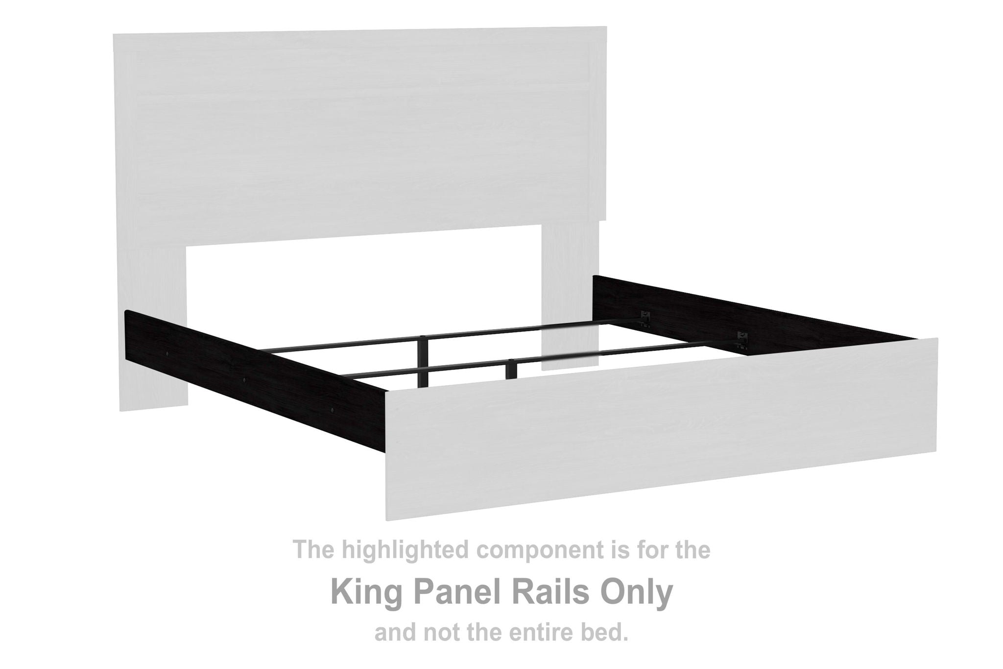 Charcoal king panel rails with black side rails and central metal support