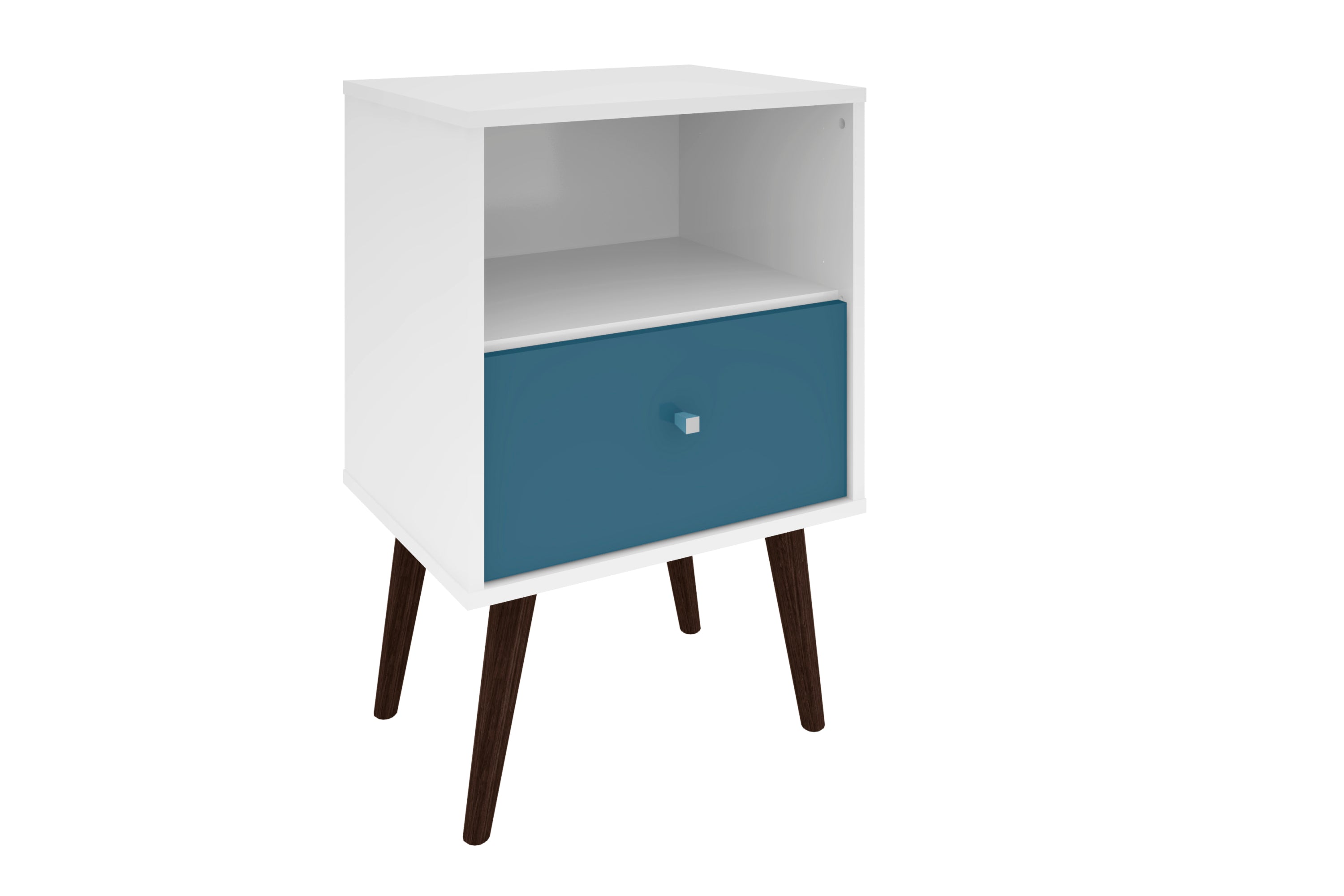 Liberty 18" Aqua Blue & White Nightstand - 1-Drawer Storage