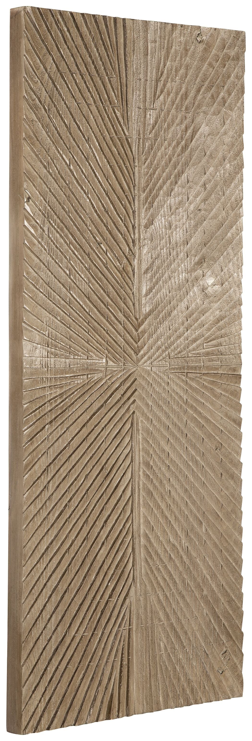 Distressed brown rectangular wall decor panel with sunburst chevron line texture