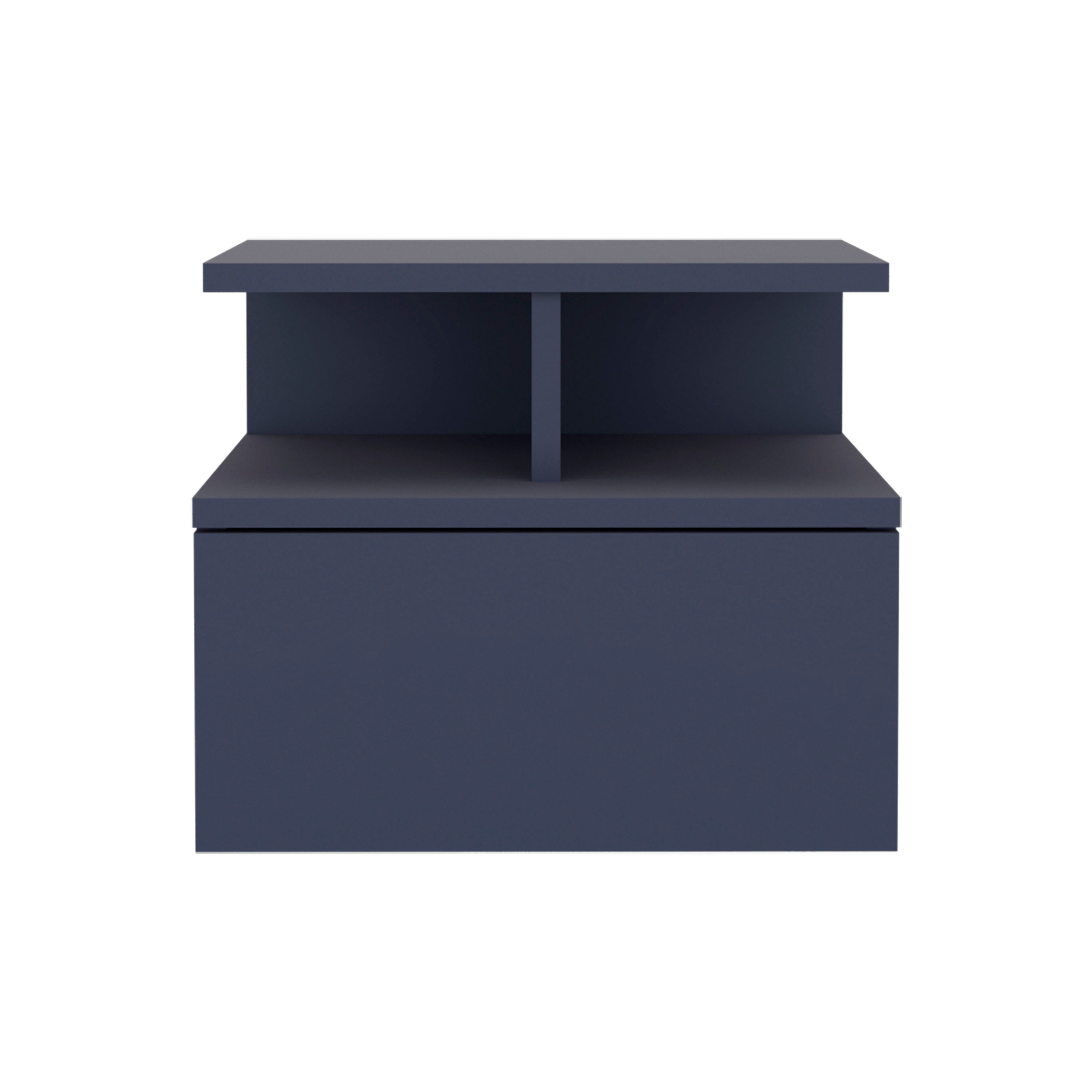 Adele Navy Blue Floating Nightstand - Drawer & Shelves Storage
