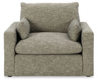 Granite gray chair and a half armchair with two bolster pillows and square base
