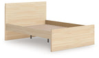 Light brown panel platform bed with slatted base and hidden side storage