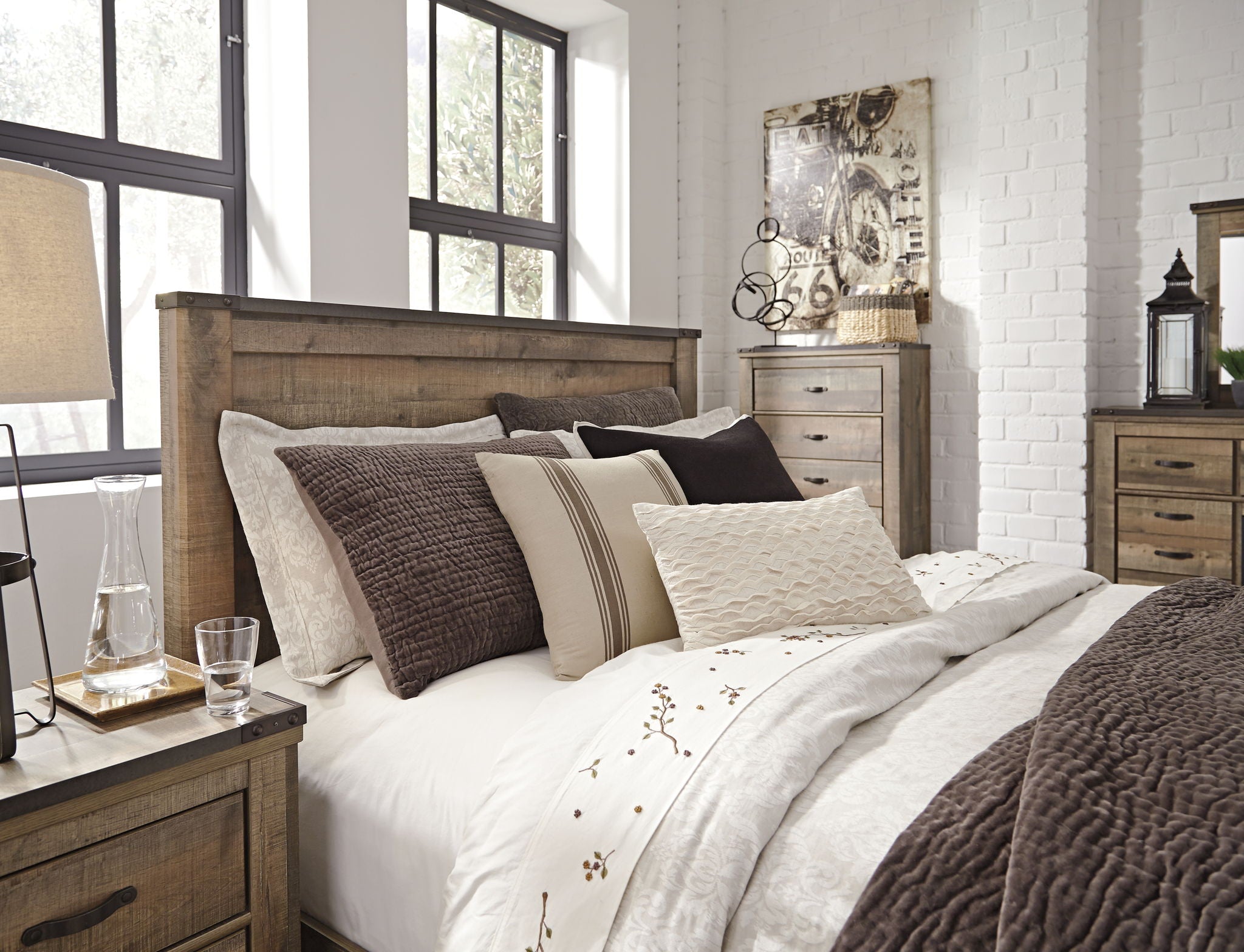 Dark brown panel headboard viewed from the side, with straight top and vertical panels.