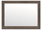 Kendanport bedroom mirror with dark brown textured frame, rectangular glass panel