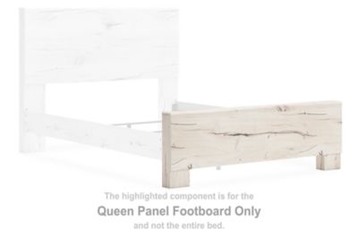 Light natural wood queen panel footboard with flat top and panel sides