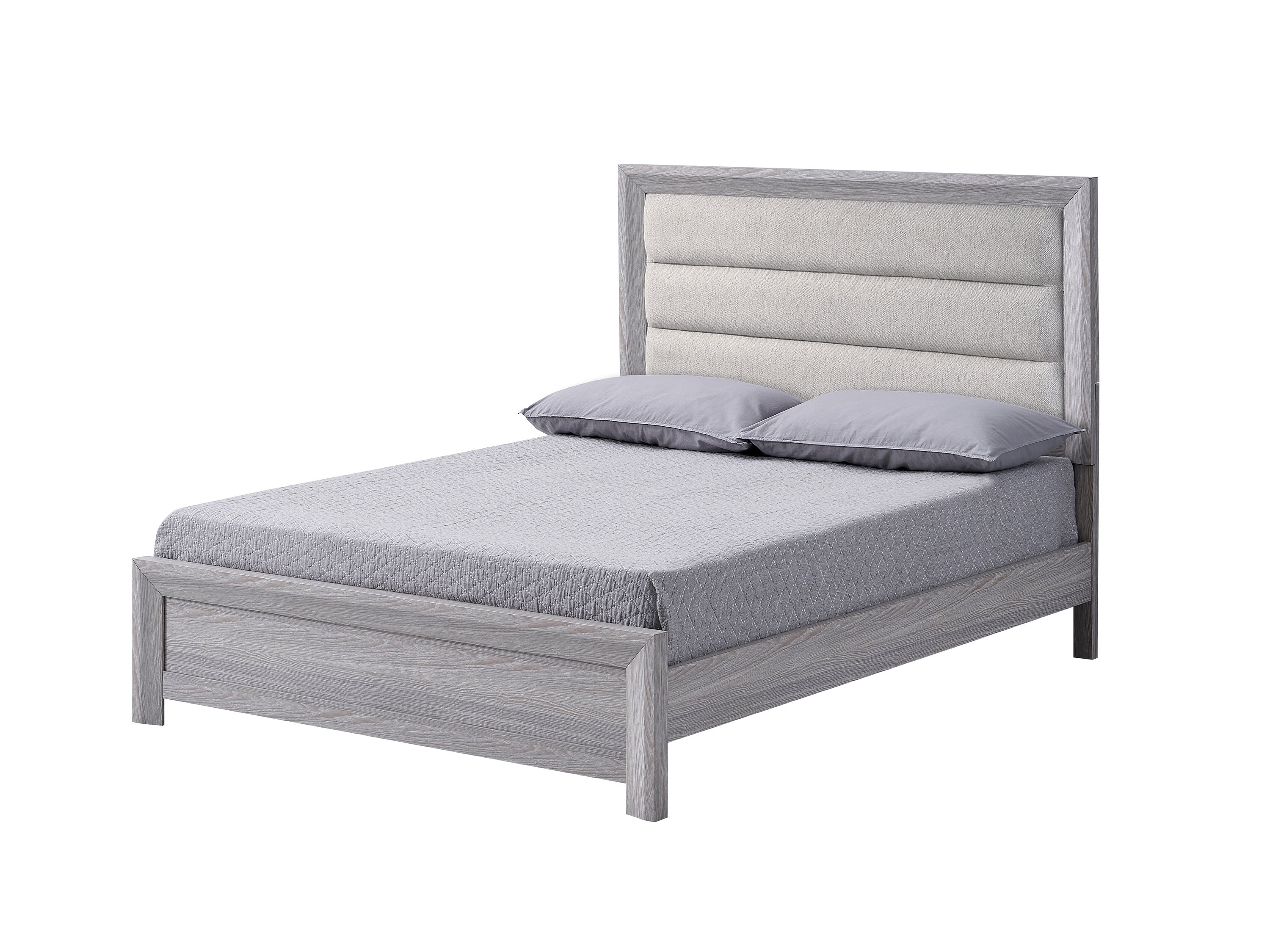 Contemporary King Panel Bed | Plush Channel Tufted Gray Driftwood Finish