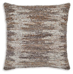 Decorative speckled pillow, dark brown and beige woven texture, square shape