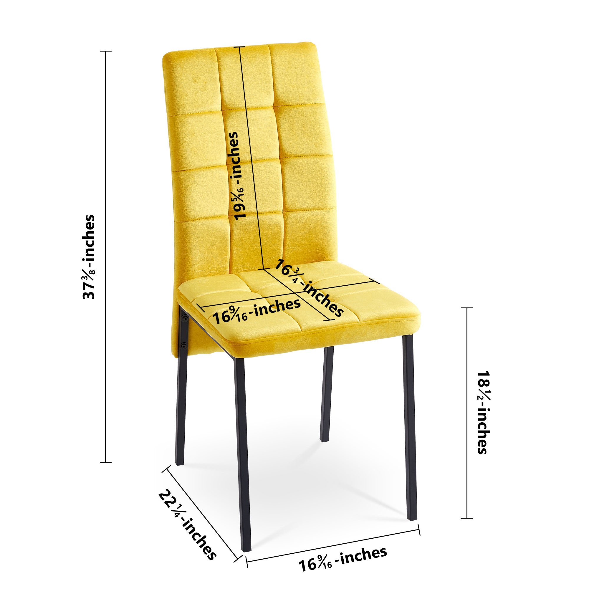 Yellow Velvet Dining Chairs, Set of 2