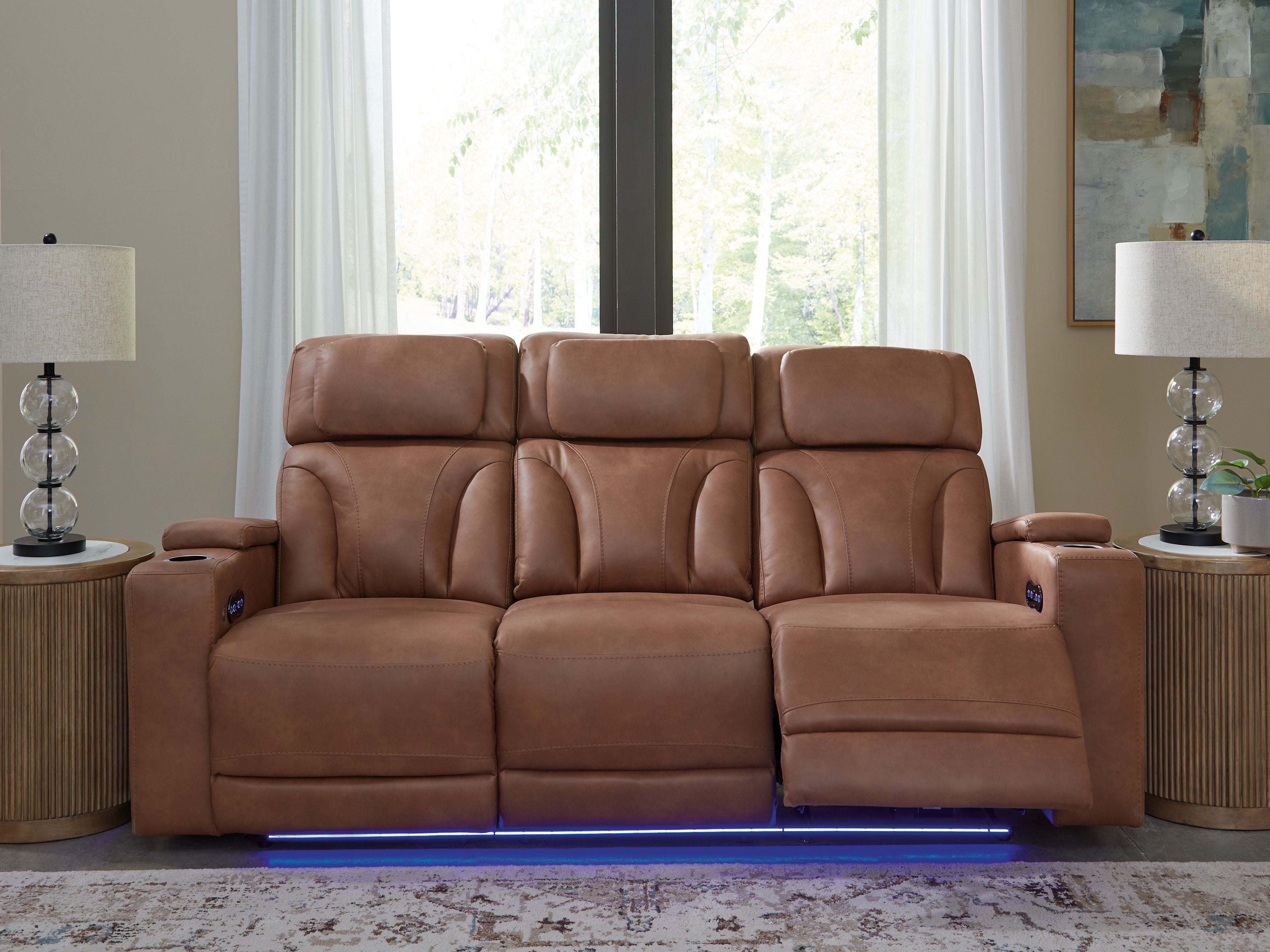 Clean-Slate - Caramel - Power Reclining Sofa / Adj Headrest