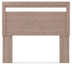Gray full panel headboard front view with centered panel and straight legs.