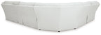 Light corner reclining sectional sofa with curved seat back and padded armrests