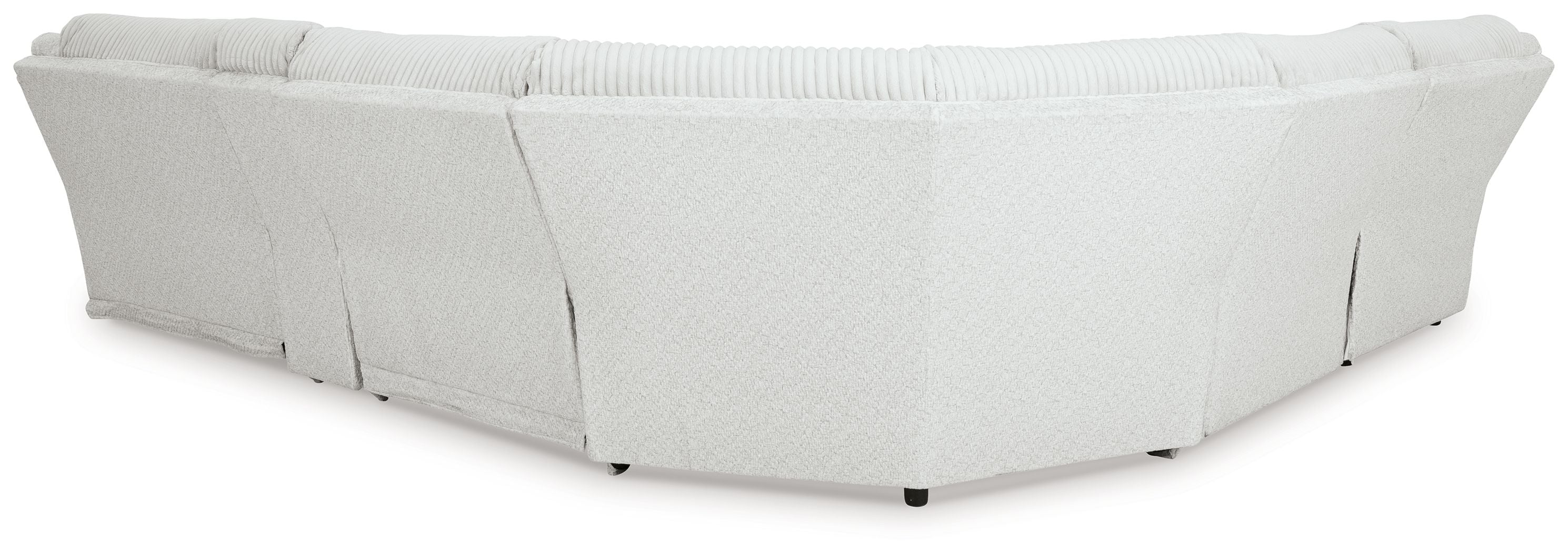 Light corner reclining sectional sofa with curved seat back and padded armrests