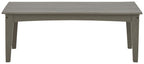 Rectangular gray cocktail table with smooth top and four straight legs