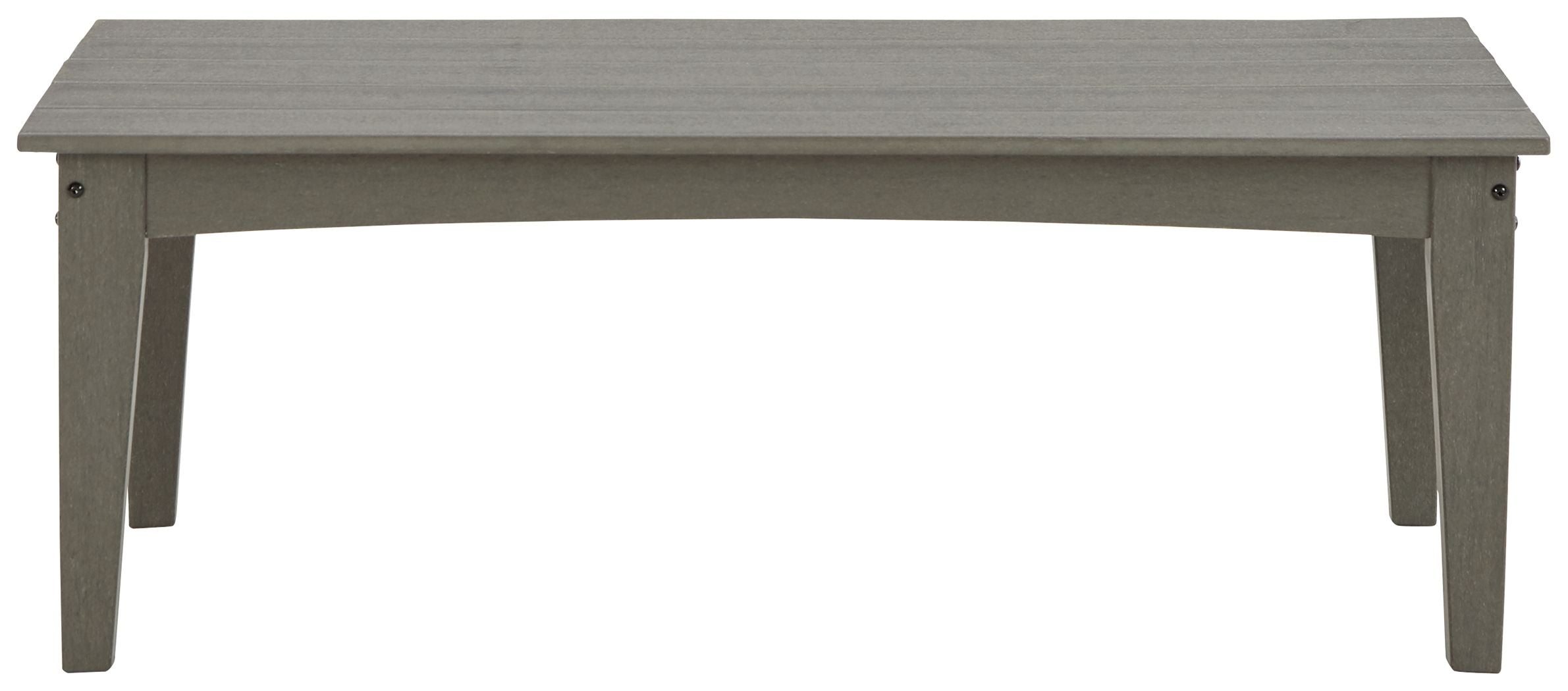 Rectangular gray cocktail table with smooth top and four straight legs