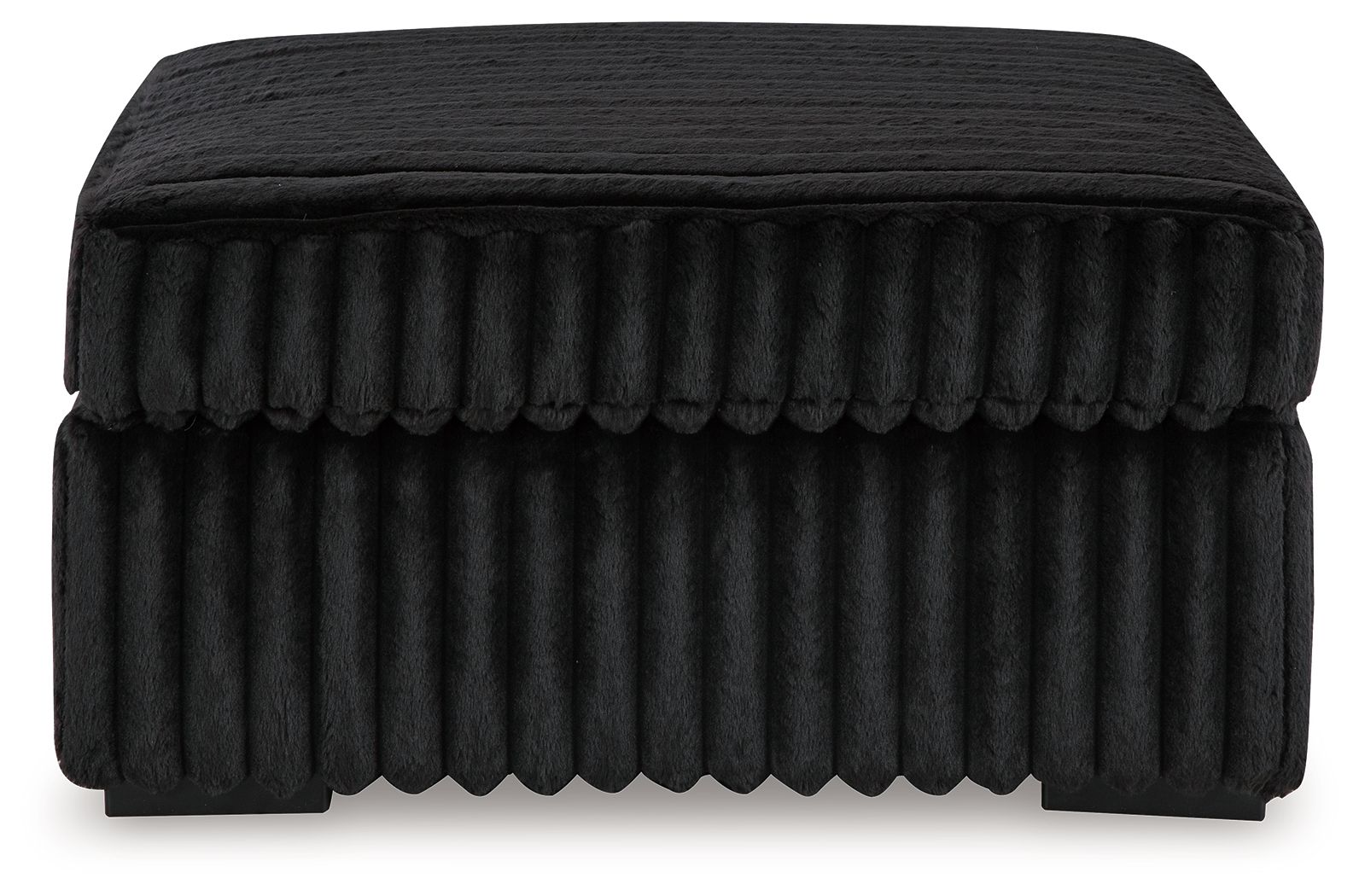 Oversized accent ottoman with ribbed fabric and rounded top, dark finish