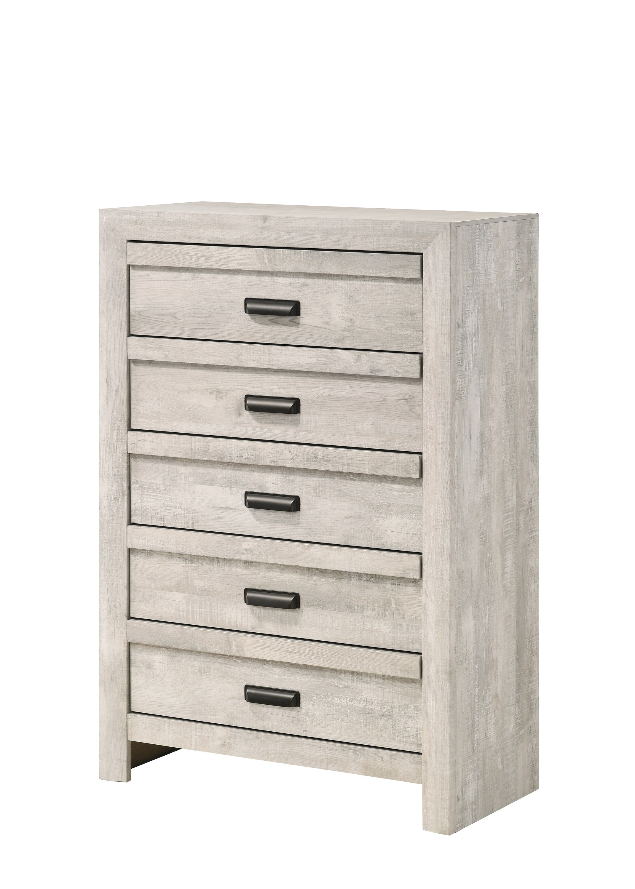 Contemporary 5-Drawer Chest Rustic Beige Gray Bedroom Furniture
