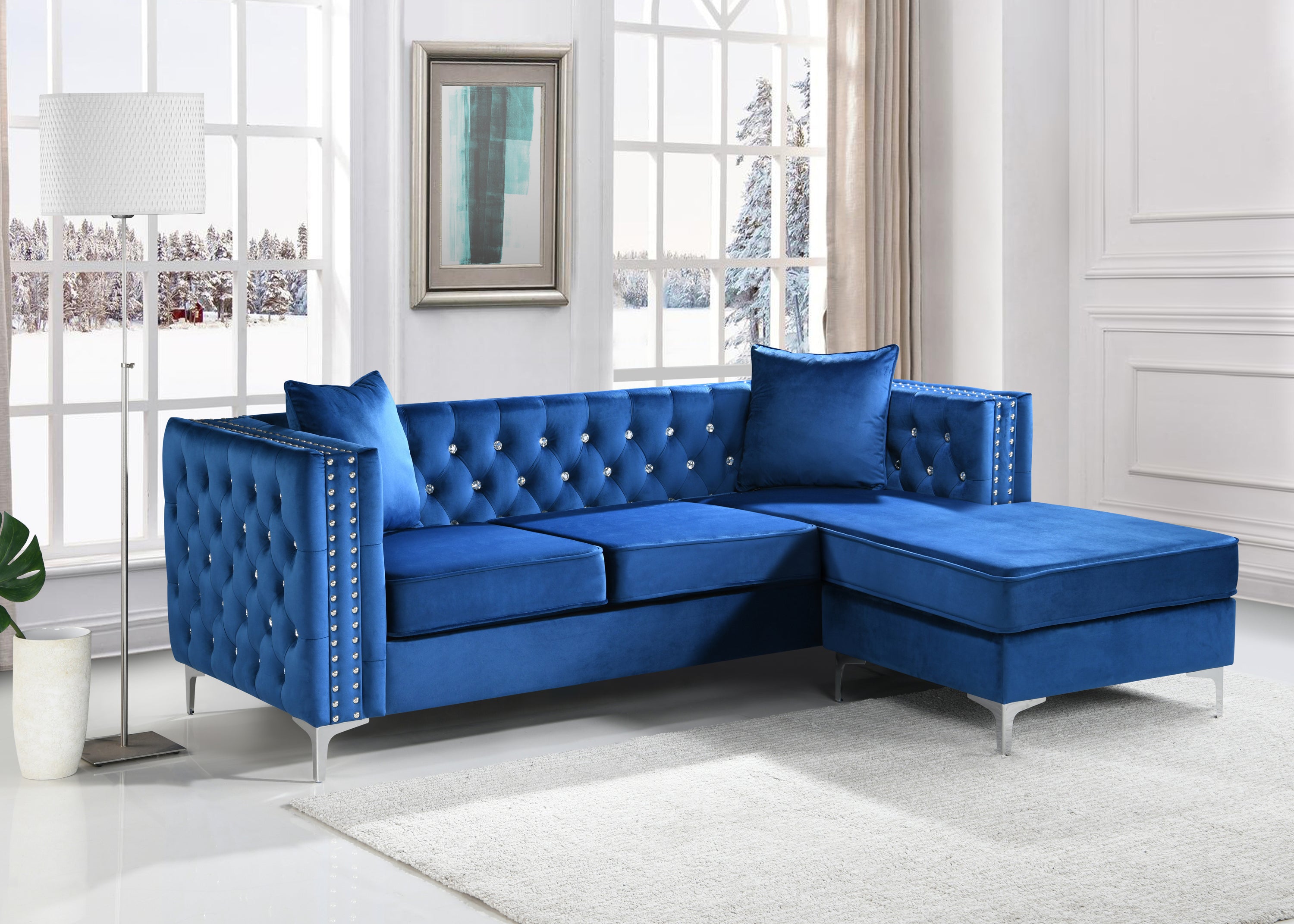 Paige G829B-SC Blue Sofa Chaise | Modern Living Room
