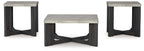 Set of 3 occasional tables, gray square tops and dark side frames