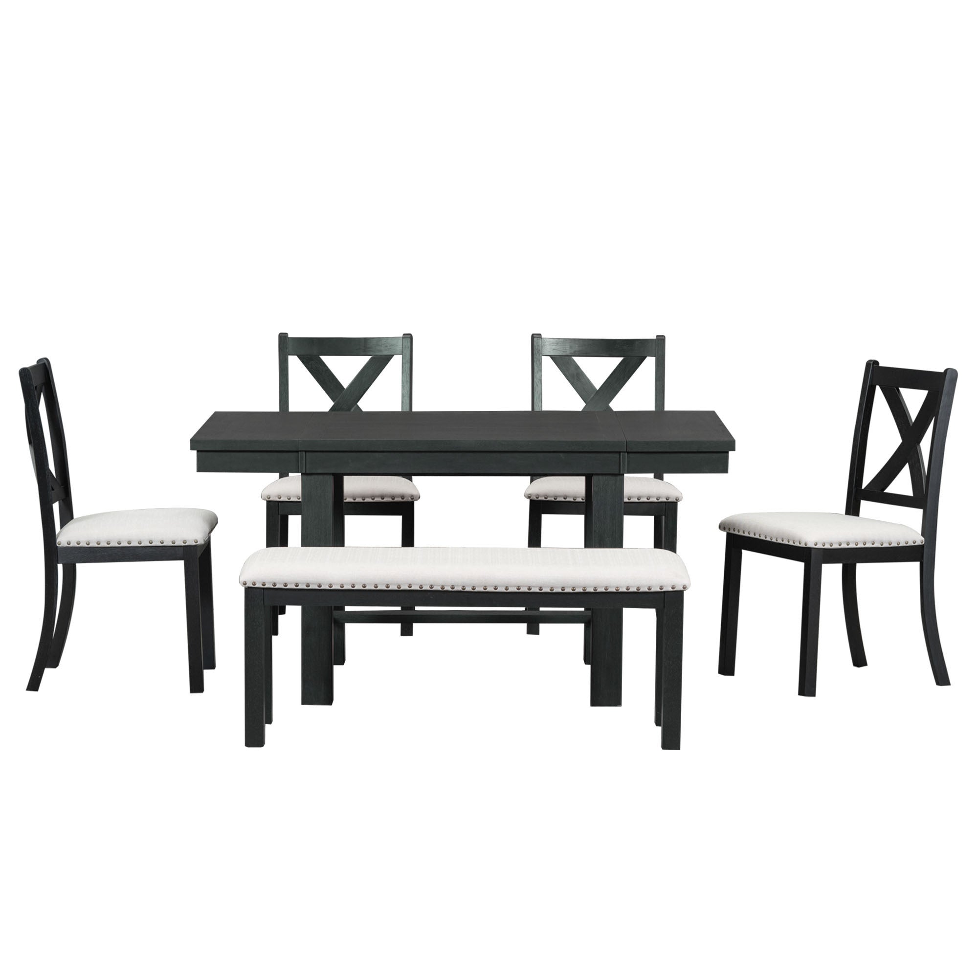 82" Farmhouse Dining Table Set, 6-Piece