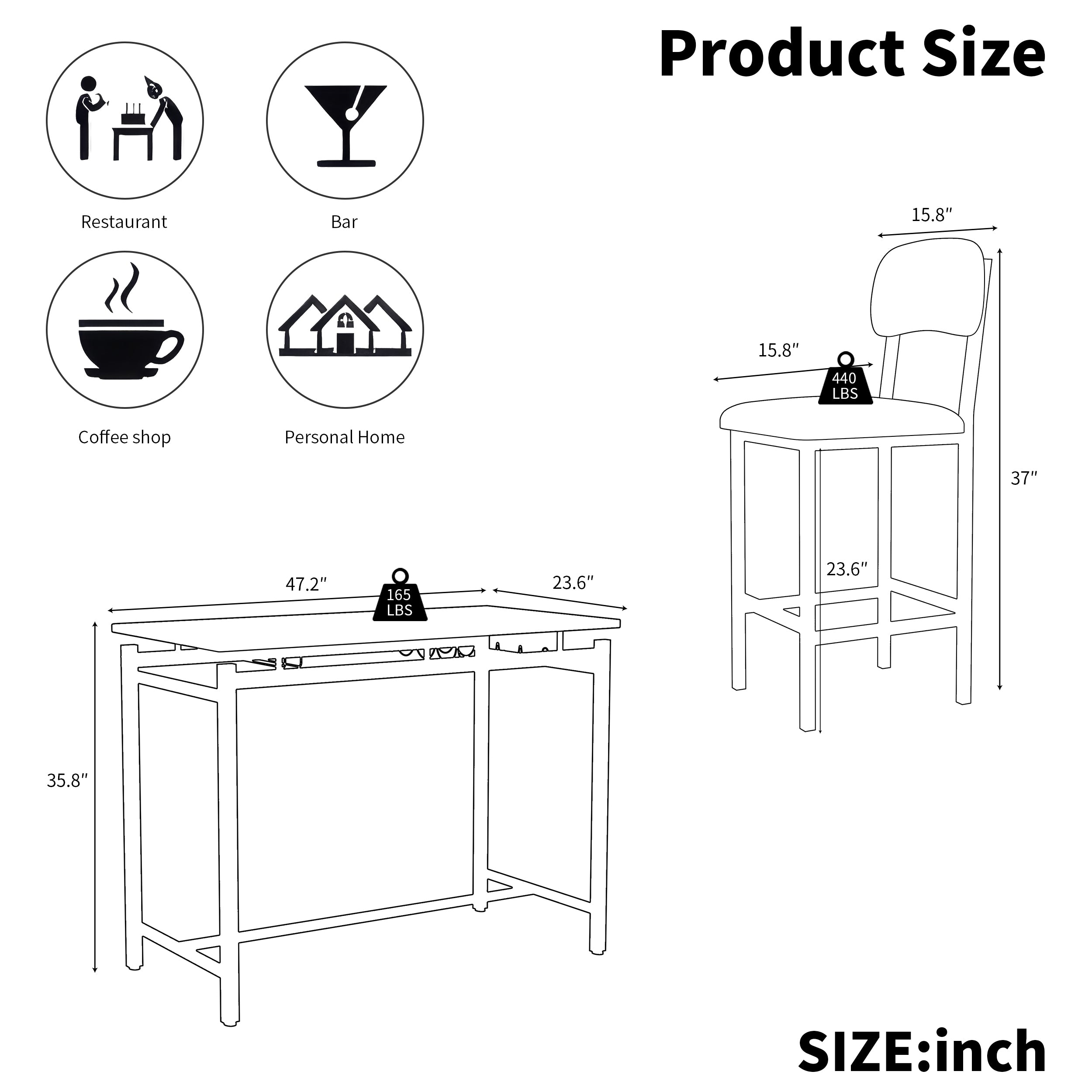 3 Piece Dining Table Set for Small Spaces