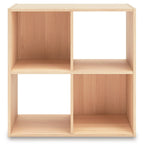 Light wood cube organizer with open square compartments and a square frame