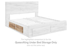Queen/king under bed storage drawer front on light wood bed frame