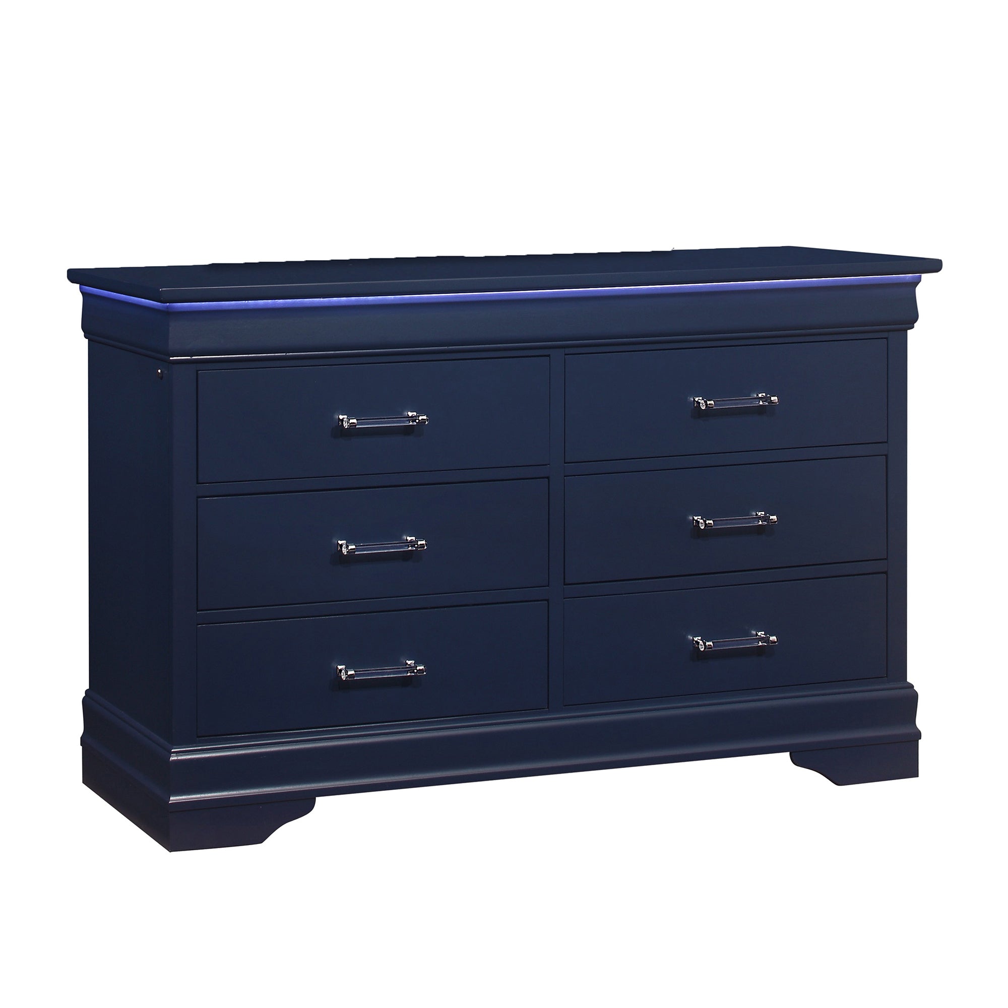 Charlston Transitional Blue Dresser with LED Solid Wood