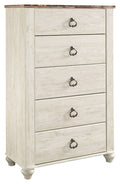 Willowton - Brown / Beige / White  - Five Drawer Chest