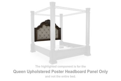 Maylee - Dark Brown - Queen Upholstered Poster Headboard Panel
