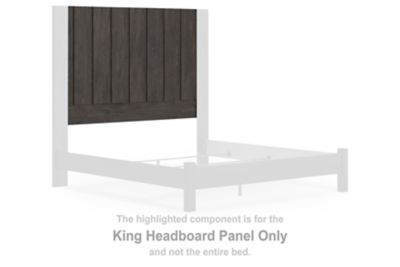 King headboard panel in charcoal with vertical channel design