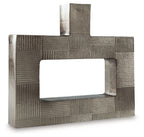 Wrengrove vase in dark gray, textured block design with rectangular open center
