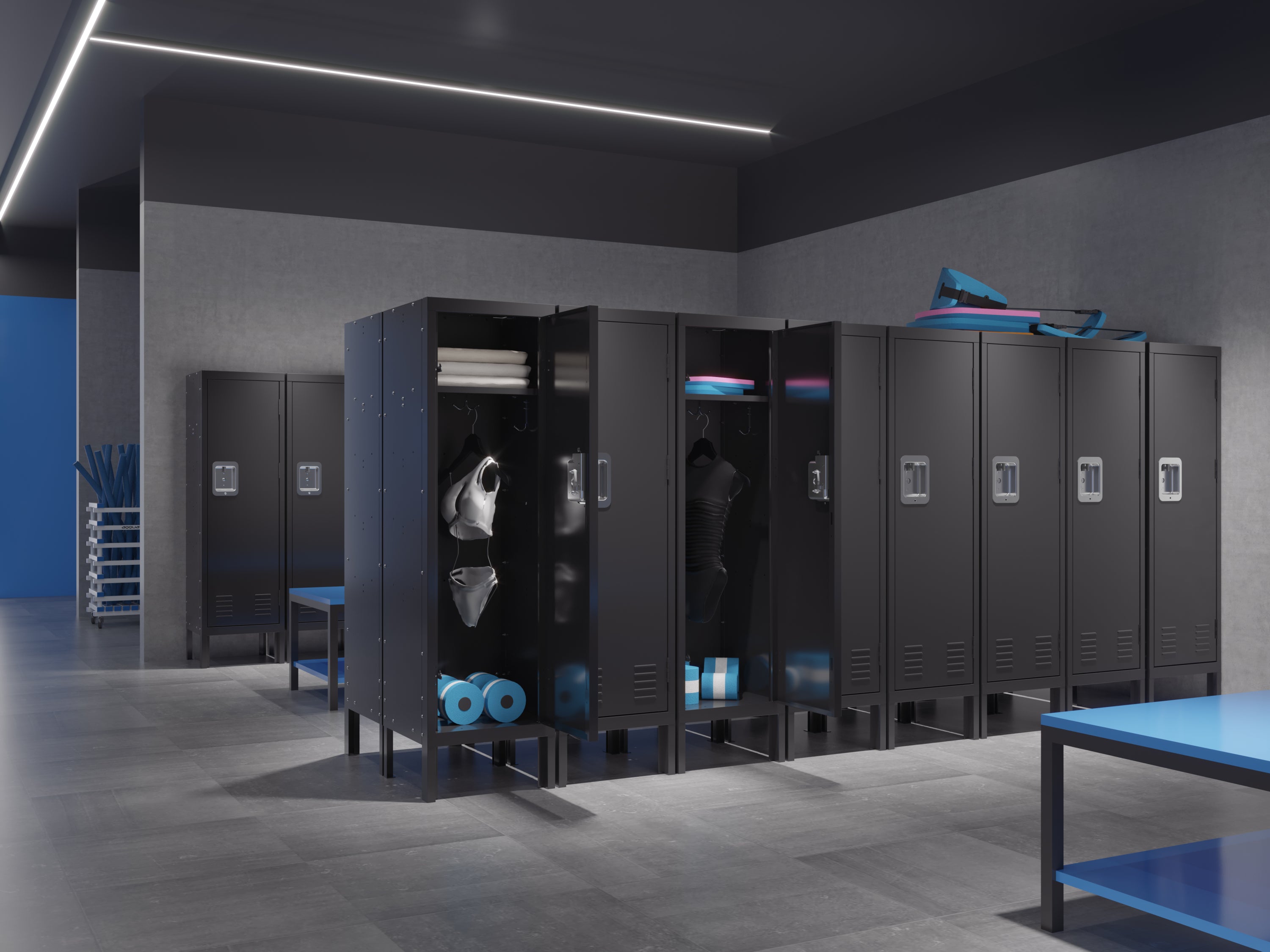 Black Retro Tall Metal Locker Cabinet for Industrial Storage