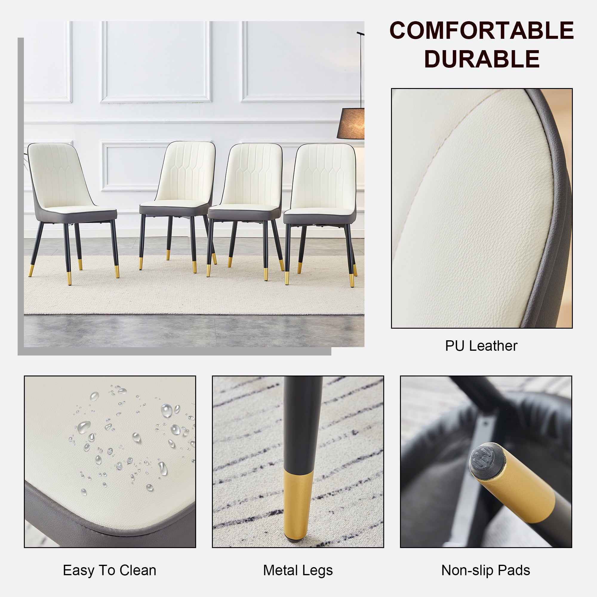 Black Marble Dining Table Set for 6