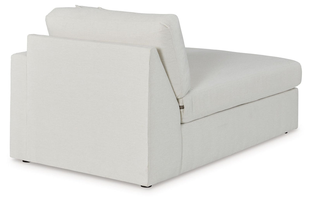 Raf corner chaise in oyster upholstery with low arm and tall back cushion