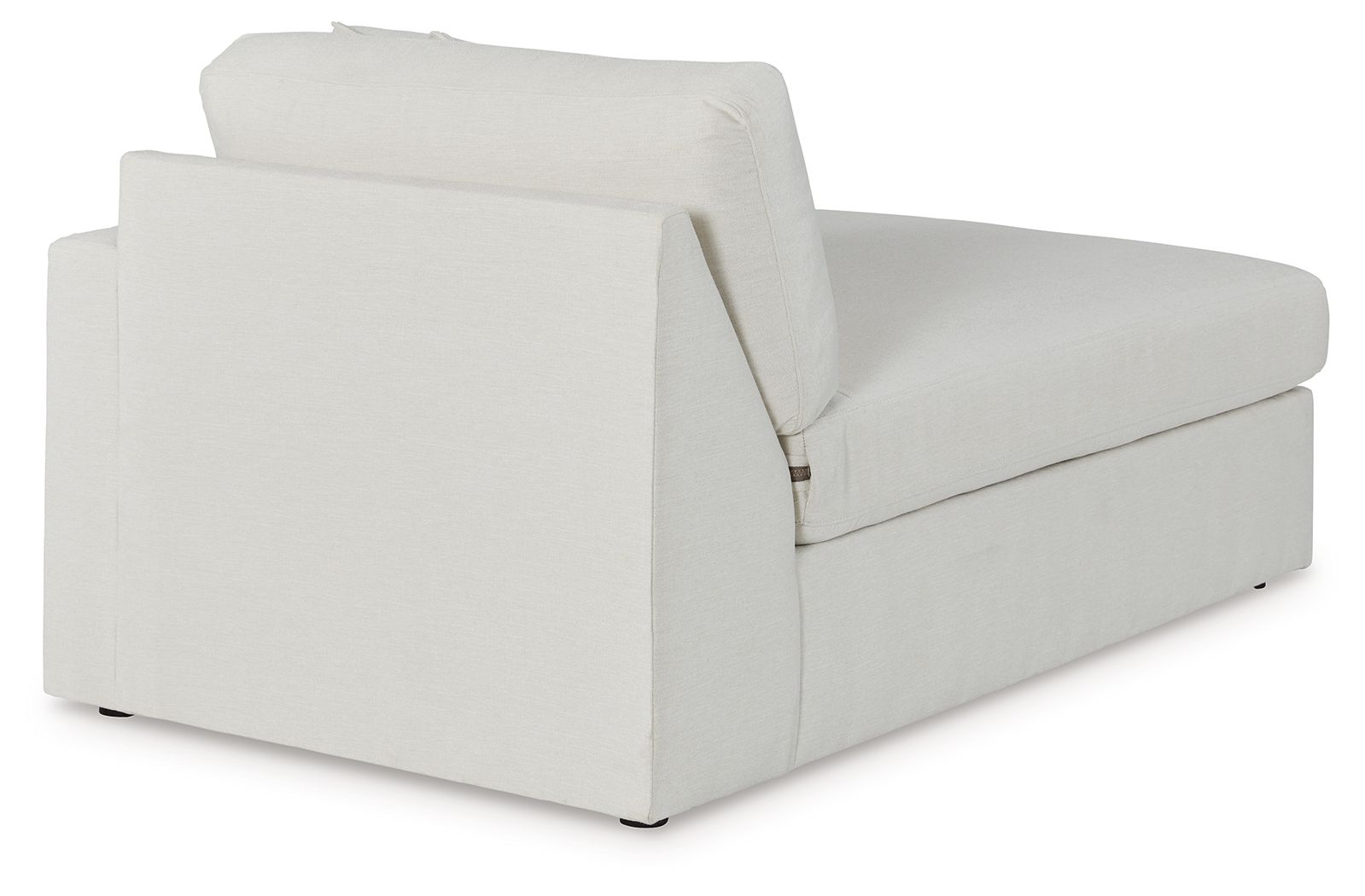 Raf corner chaise in oyster upholstery with low arm and tall back cushion