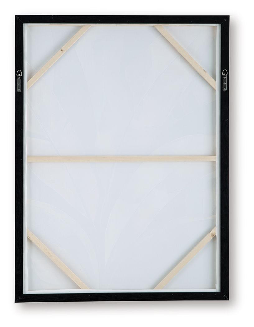 Framed wall art backing with white panel and light wood angled supports