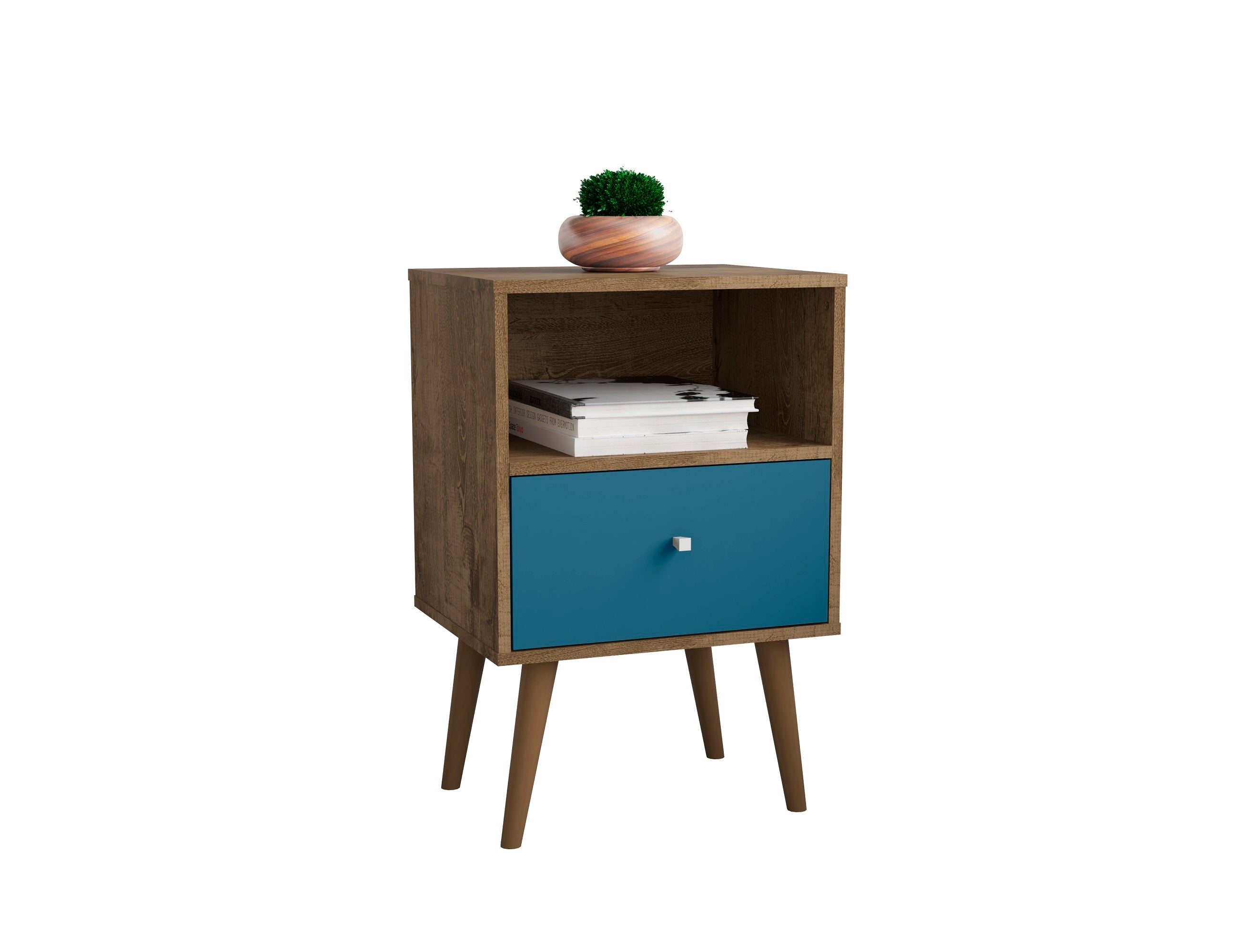 Liberty 18" Nightstand in Rustic Brown & Blue Slate | 1-Drawer