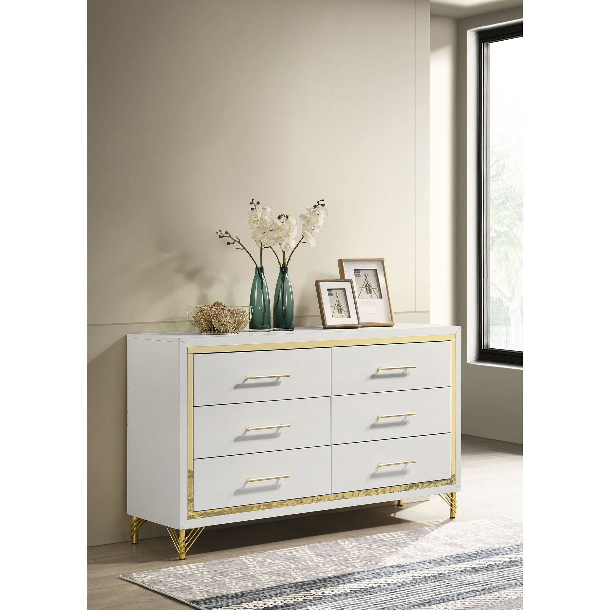 Chesney White 6-Drawer Bedroom Dresser - Stylish Storage