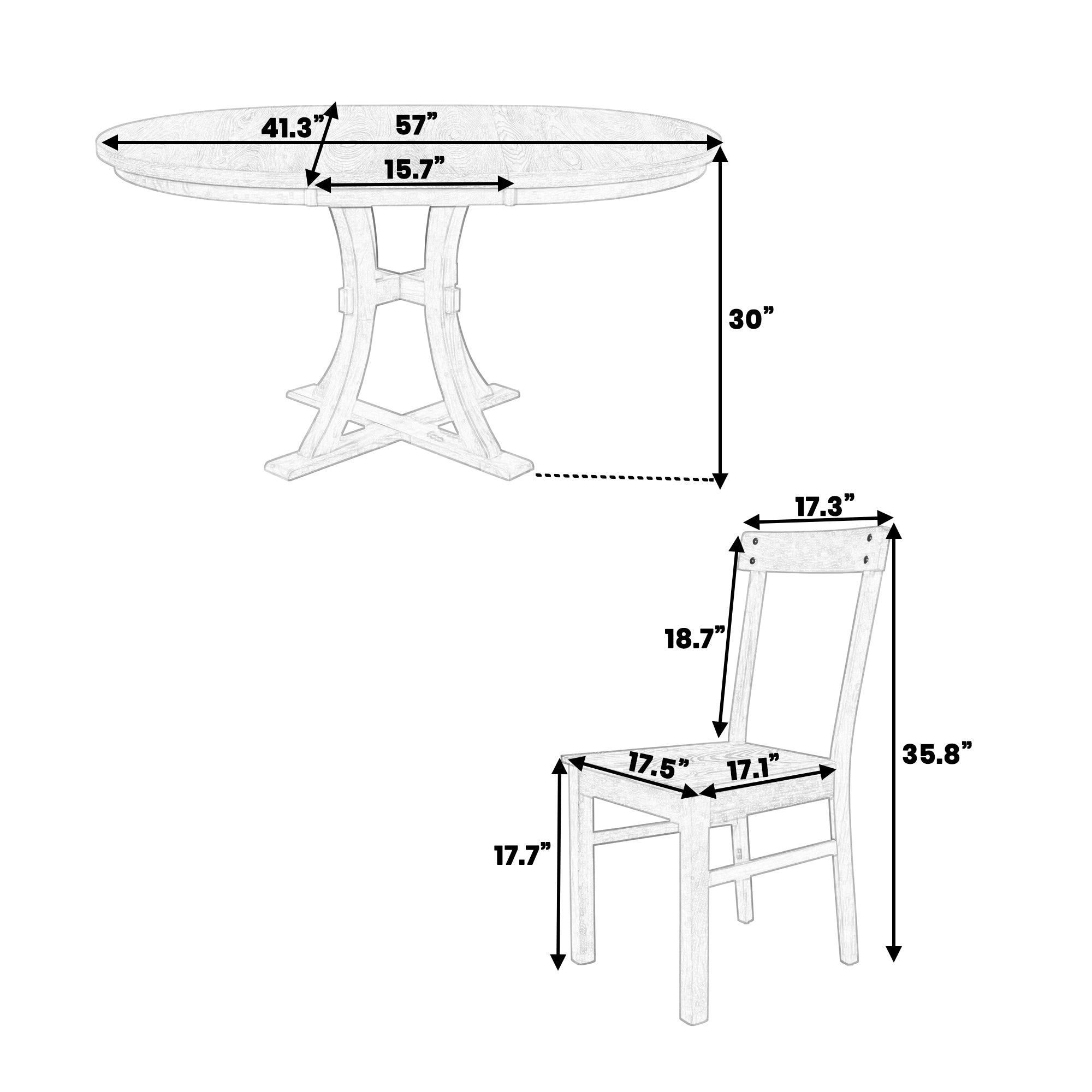 5-Piece Rustic Round Dining Set