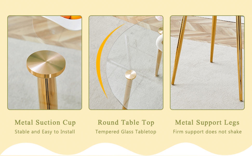 Modern Round Glass Dining Table & 4 Chairs Set