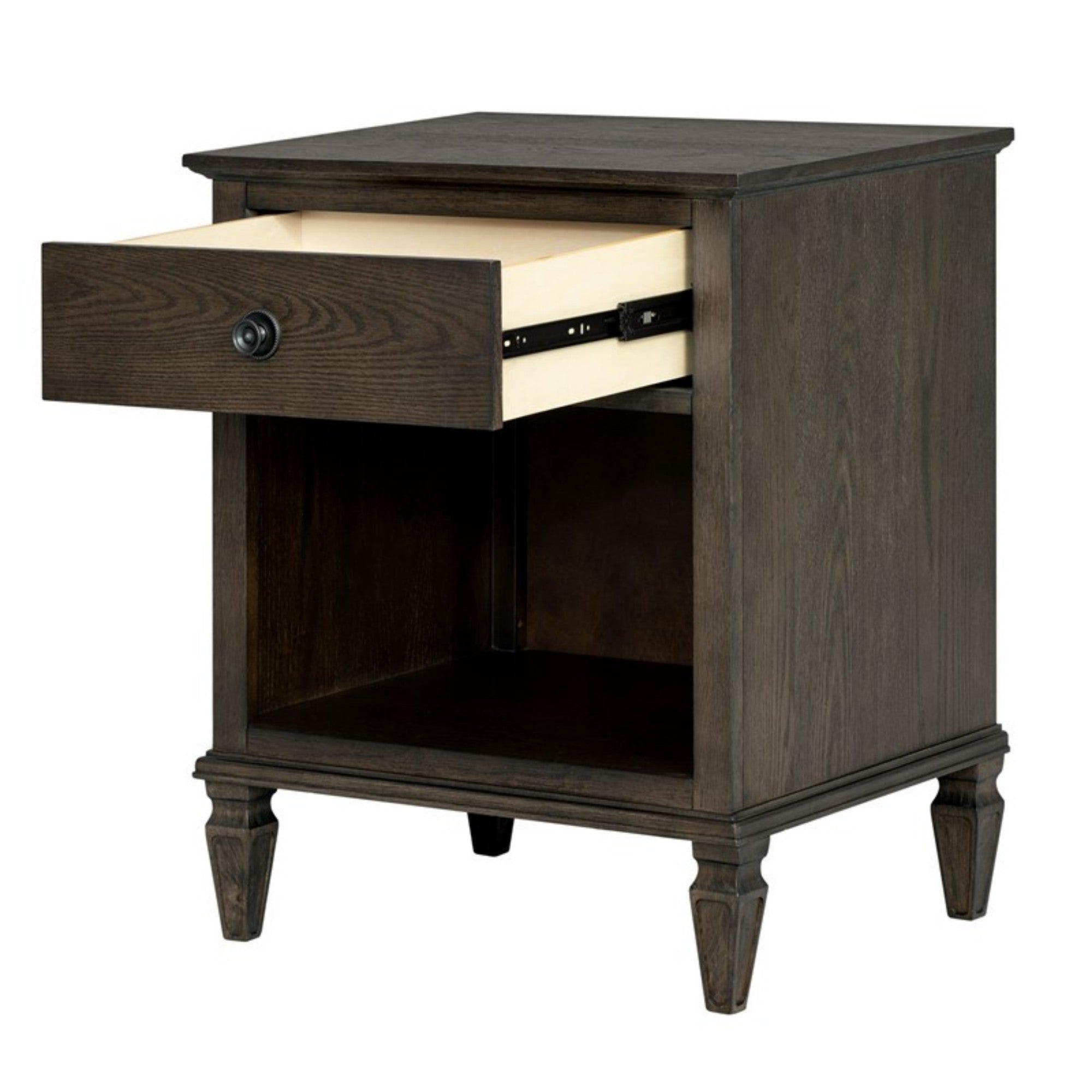 Victoria Nightstand Antique Brown Oak Finish Wood Veneer