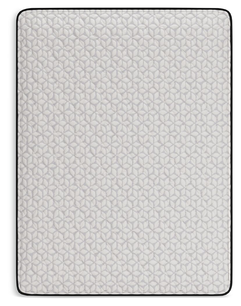 Firm mattress top cover in white quilted fabric with black edge trim