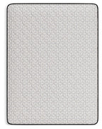 Firm mattress top cover in white quilted fabric with black edge trim