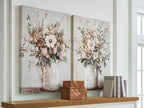 Set of 2 floral wall art canvases, white vase bouquets