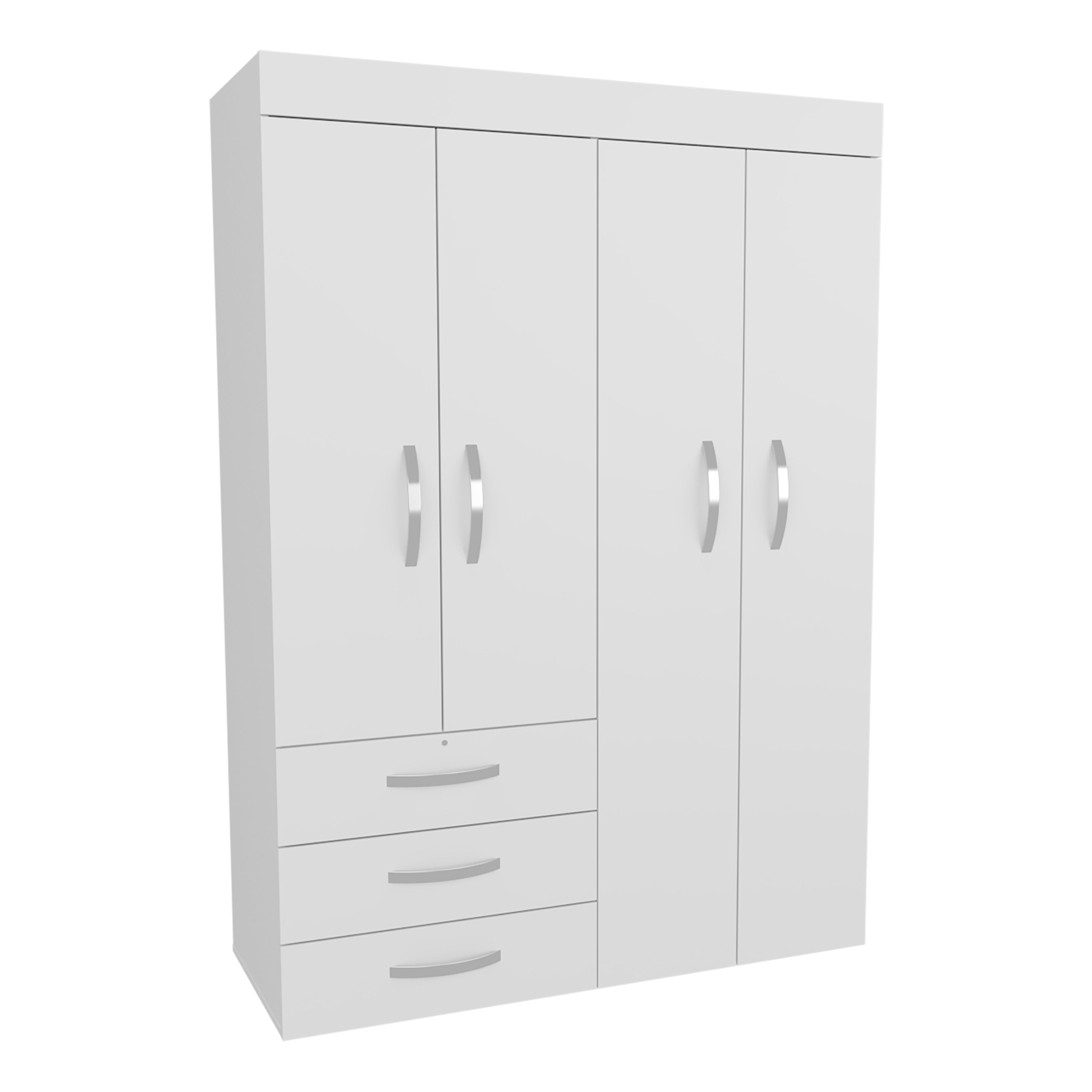 Denver White Adjustable Armoire: Rods, Drawers, Shelves