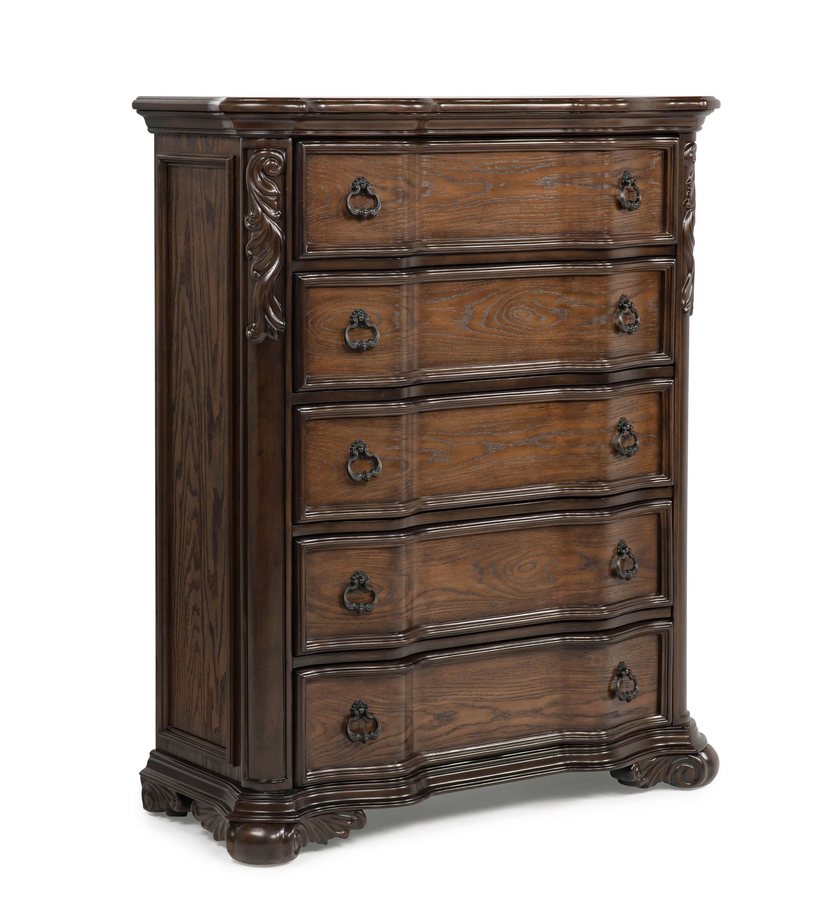 Marble Top 5-Drawer Chest | Coffee Wood Bedroom Furniture