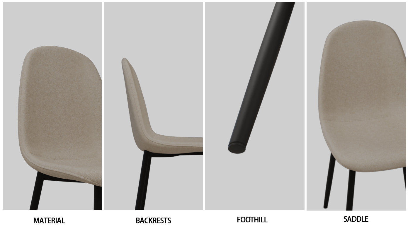 59" Modern Dining Table & 4 Suede Chairs Set
