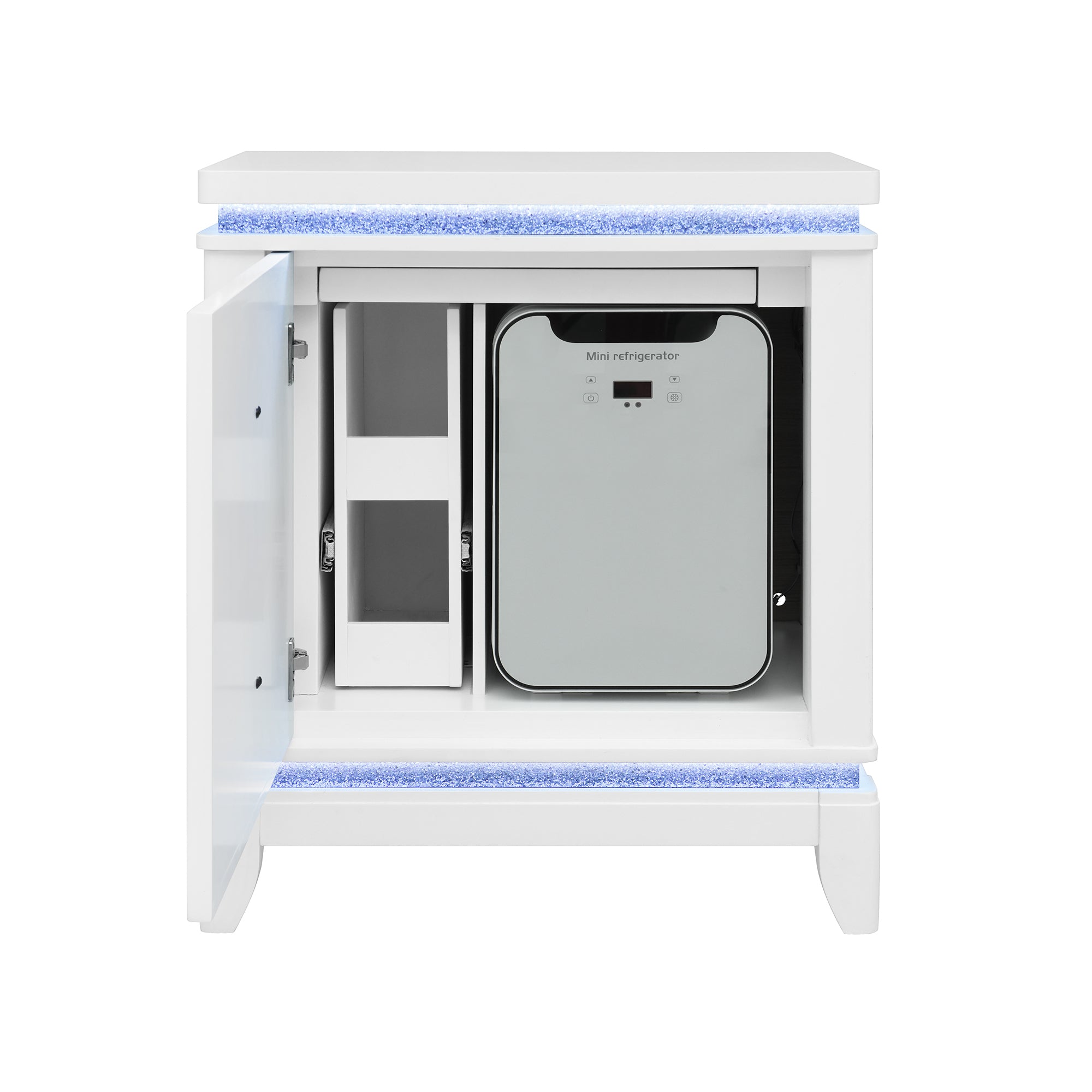 Adalid White Smart Nightstand: Cooler, USB, Speaker, Solid Wood