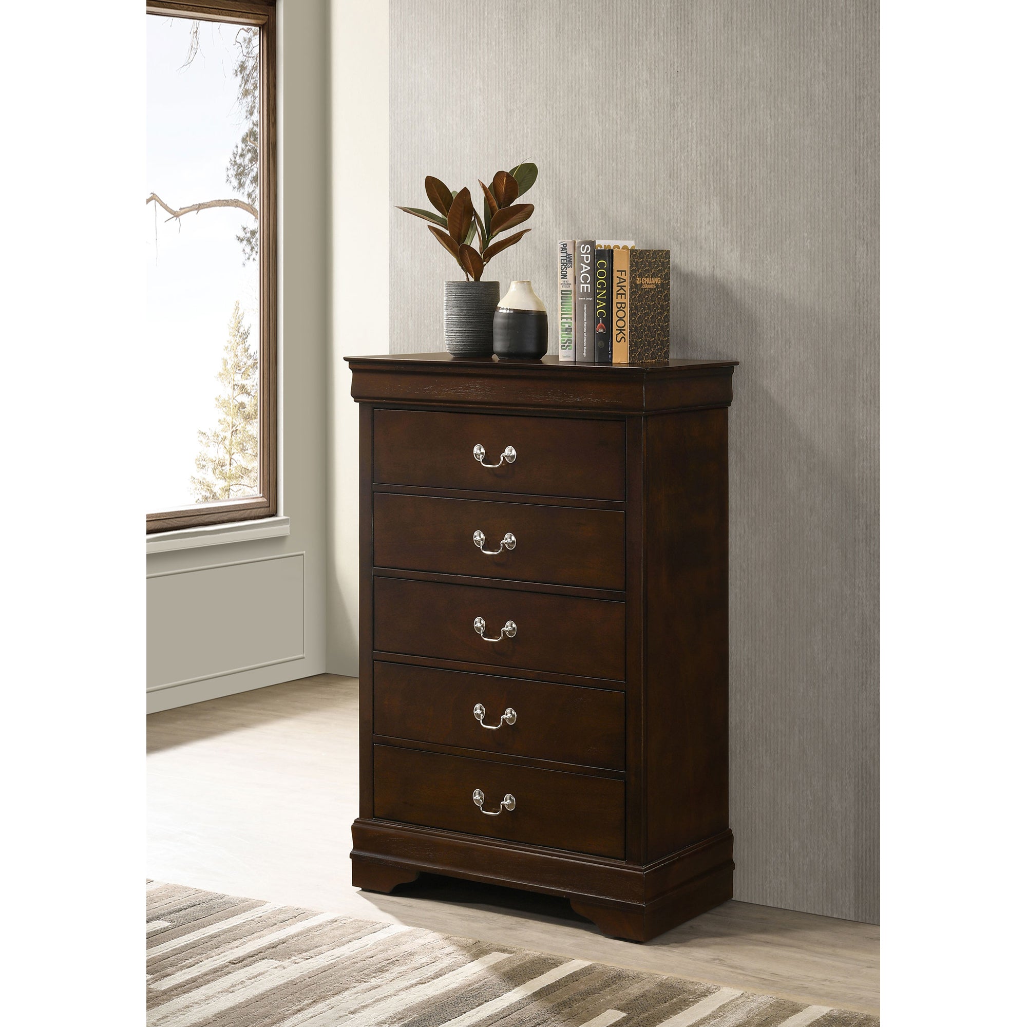 Janson Cappuccino 5-Drawer Bedroom Chest